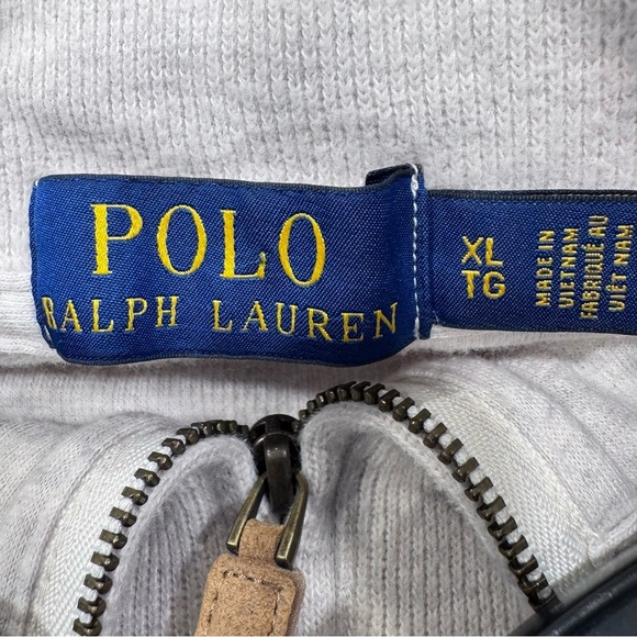 POLO RALPH LAUREN BEIGE PONY 1/4 ZIP SWEATER Sz XL - Picture 8 of 11
